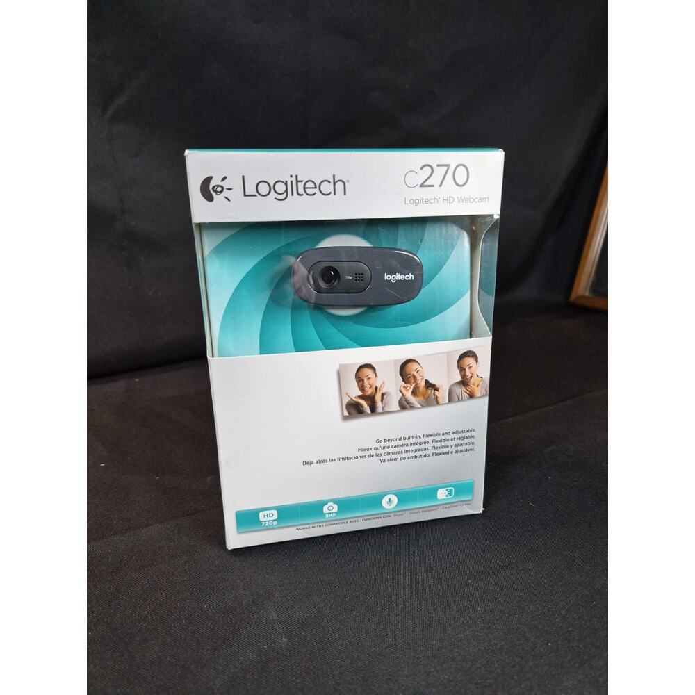 Logitech C270 HD Webcam Black Widescreen New In Box. Never Used..